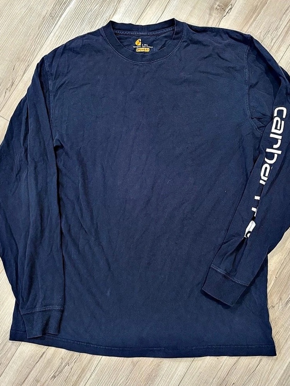 Carhartt Tall Fit Long-Sleeve Logo Sleeve T-Shirt Blue Large